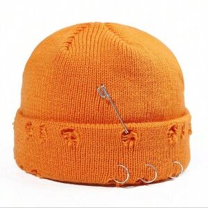 ✅Men Beanie Pin & Three-Ring Knitted Hat With Holes